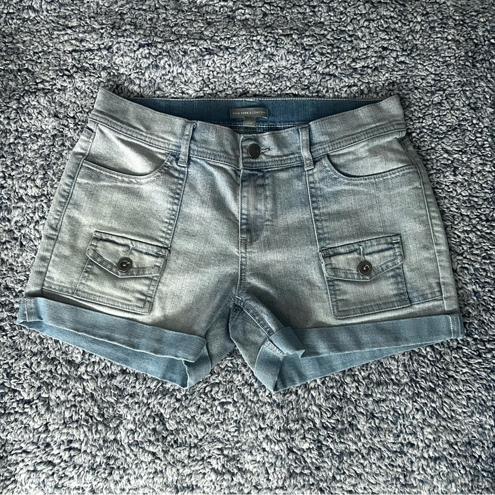 Denim cargo shorts